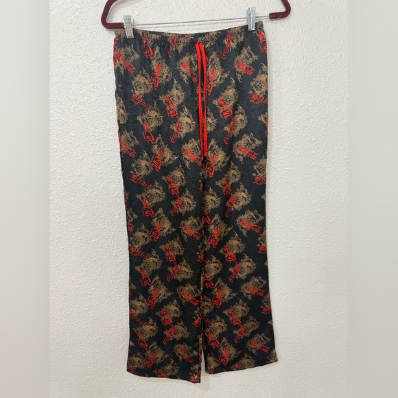 Vintage Coca Cola Womens Medium Pants Y2k Black Bootie Pants  00s Logo size S-M - Picture 1 of 10